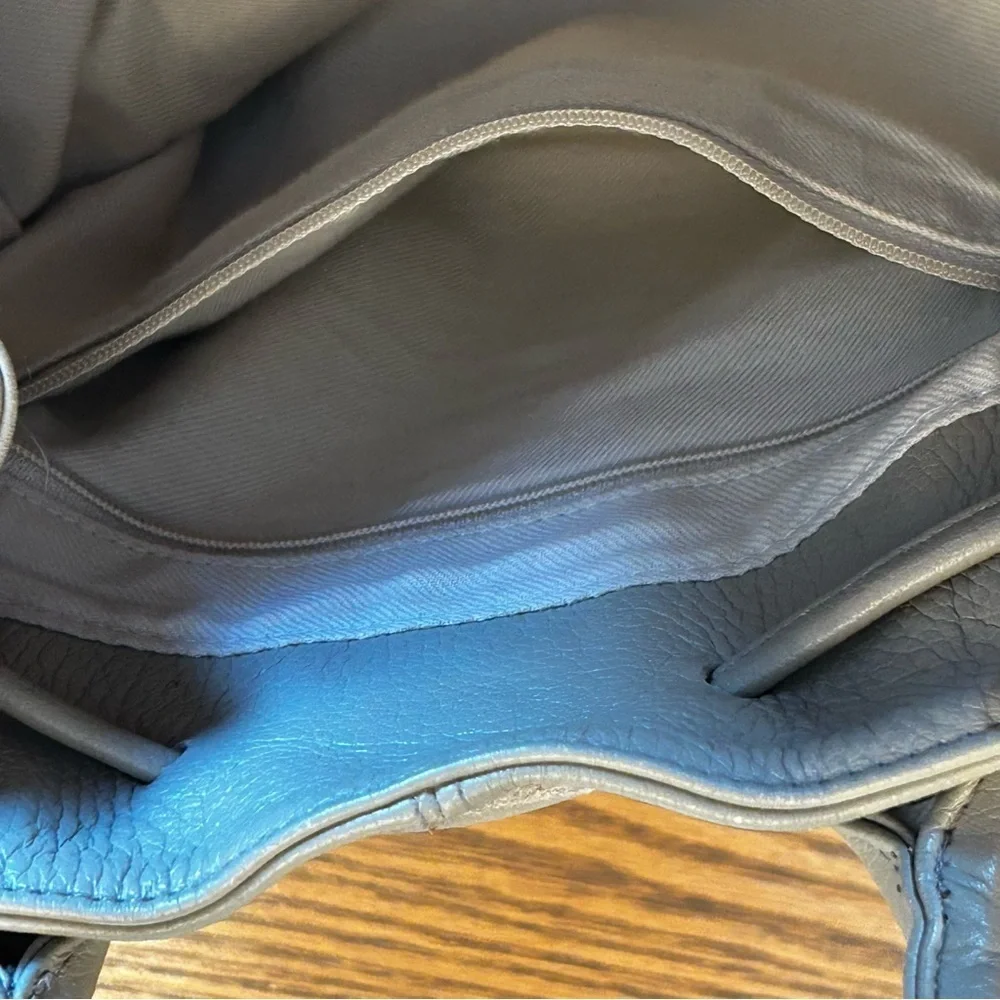 Stone Mountain Taupe Leather Satchel Drawstring